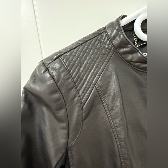 Black faux Leather Moto Jacket with Silver Hardware - Picture 2 of 14